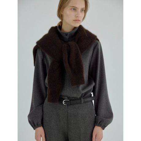 - AUTHENTIC series - cashmere raccoon rich knit pullover/deep brown_an0066