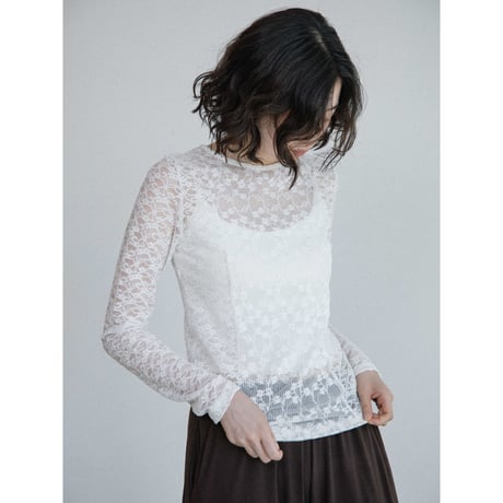 《予約販売》lacy accent sheer tops/2colors_nt2662