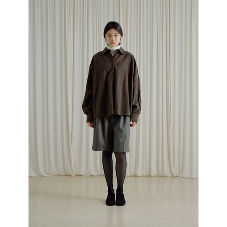 【 RESTOCK 】 - AUTHENTIC series - vintage like over washed shirt/ash brown_an0045