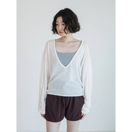 《予約販売》button accent sheer knit tops/2colors_nt2620