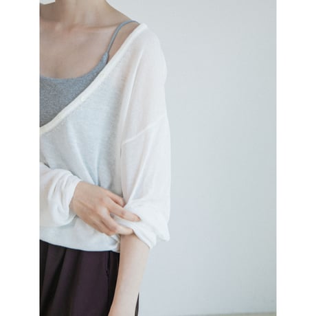 《予約販売》button accent sheer knit tops/2colors_nt2620