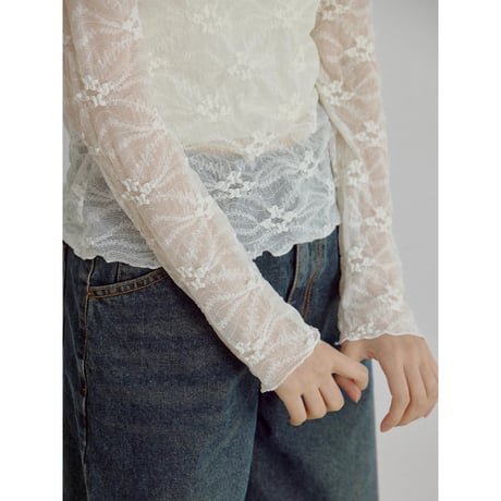 《予約販売》jacquard lacy sheer tops/3colors_nt2700