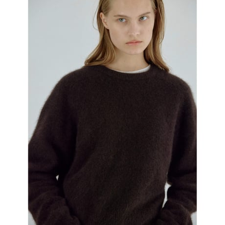 - AUTHENTIC series - cashmere raccoon rich knit pullover/deep brown_an0066