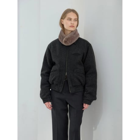 【11月16日以降順次発送商品】- AUTHENTIC series - quilting liner patch wool jacket/charcoal_an0068