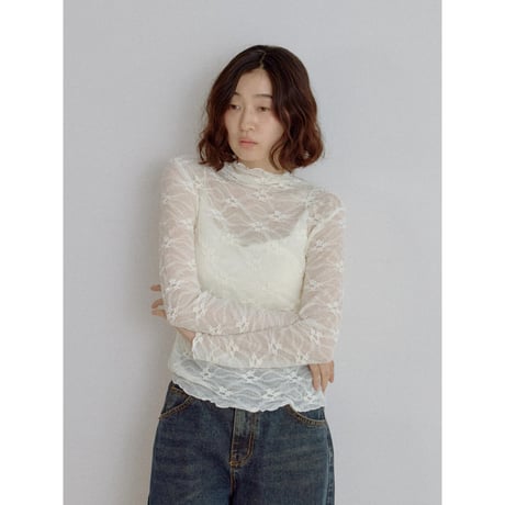 《予約販売》jacquard lacy sheer tops/3colors_nt2700
