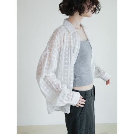 《予約販売》pattern sheer shirt/2colors_nb0402