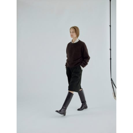 - AUTHENTIC series - cashmere raccoon rich knit pullover/deep brown_an0066