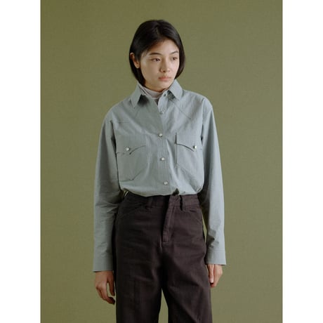 - AUTHENTIC series - western pick stitch shirt/sax blue_an0060