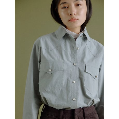 - AUTHENTIC series - western pick stitch shirt/sax blue_an0060