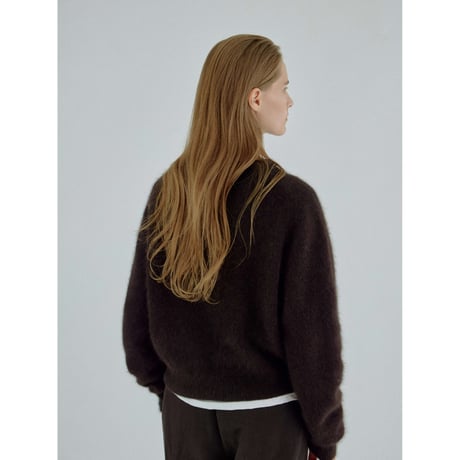 - AUTHENTIC series - cashmere raccoon rich knit pullover/deep brown_an0066
