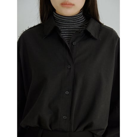 - AUTHENTIC series - vintage like over washed shirt/black_an0062