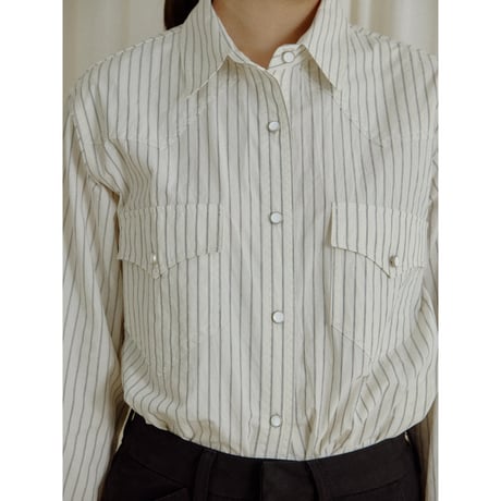- AUTHENTIC series - western pick stitch shirt/stripe_an0059