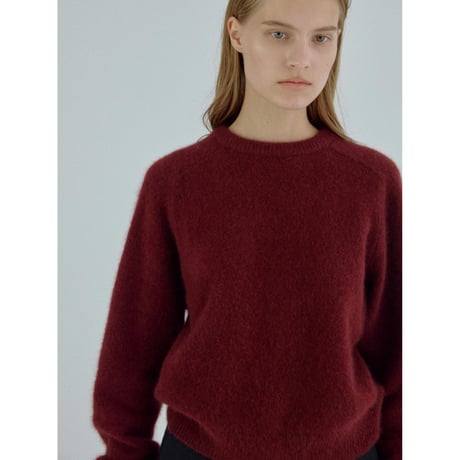 - AUTHENTIC series - cashmere raccoon rich knit pullover/deep red_an0065
