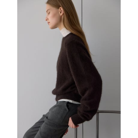 - AUTHENTIC series - cashmere raccoon rich knit pullover/deep brown_an0066