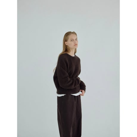 - AUTHENTIC series - cashmere raccoon rich knit pullover/deep brown_an0066