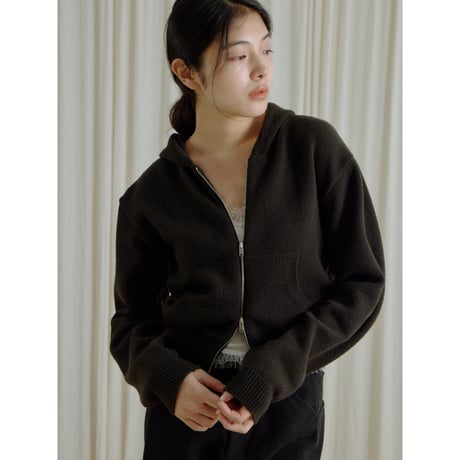 【NOKCHA original】wool blend zipup hoodie/deep brown,charcoal_nt2666