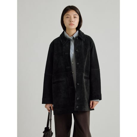 - AUTHENTIC series - real suède rich jacket/black_an0015