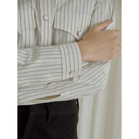- AUTHENTIC series - western pick stitch shirt/stripe_an0059