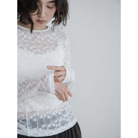 《予約販売》lacy accent sheer tops/2colors_nt2662