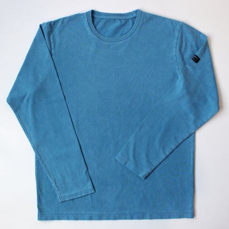 HOFI-023R-SW オーガニック超長綿 タック襟長袖Ｔシャツ ストーンウォッシュ加工：スカイブルー