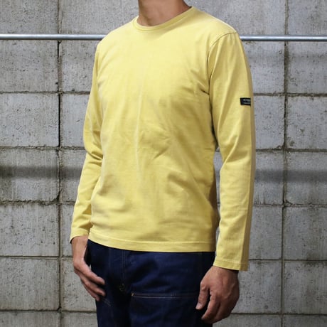 HOFI-023R-SW オーガニック超長綿 タック襟長袖Ｔシャツ ストーンウォッシュ加工：イエロ－