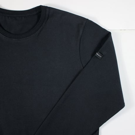 【筒井繊維研究所】 HOFI-023RT オーガニック超長綿 タック襟長袖Ｔシャツ：ブラック