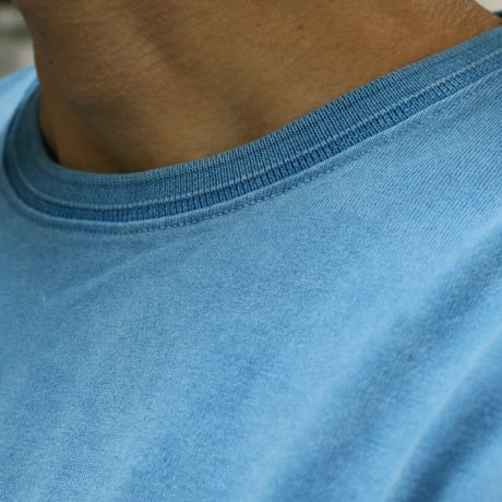 HOFI-023R-SW オーガニック超長綿 タック襟長袖Ｔシャツ ストーンウォッシュ加工：スカイブルー
