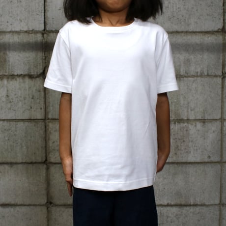 HOFI-021R-Kids' オーガニック超長綿 タック襟キッズＴ：ホワイト