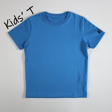 HOFI-021R-Kids' オーガニック超長綿 タック襟キッズＴ：スカイブルー