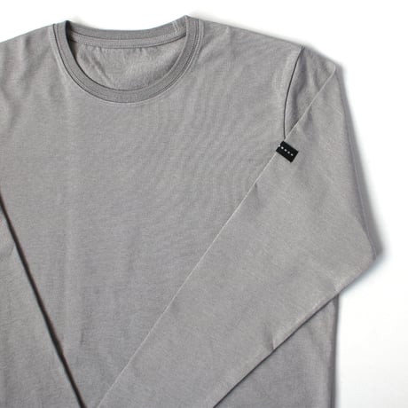 【筒井繊維研究所】 HOFI-023RT オーガニック超長綿 タック襟長袖Ｔシャツ：撚り杢アッシュ