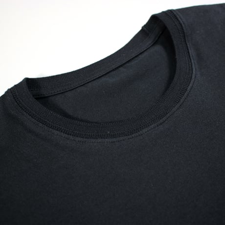 【筒井繊維研究所】 HOFI-023RT オーガニック超長綿 タック襟長袖Ｔシャツ：ブラック
