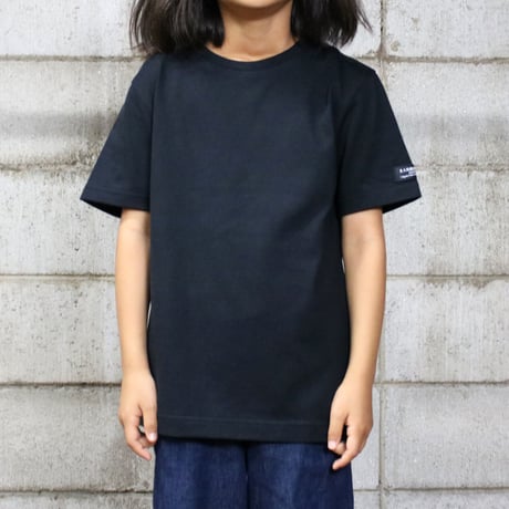 HOFI-021R-Kids' オーガニック超長綿 タック襟キッズＴ：ブラック