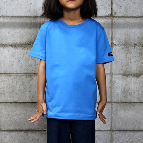 HOFI-021R-Kids' オーガニック超長綿 タック襟キッズＴ：スカイブルー