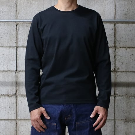 【筒井繊維研究所】 HOFI-023RT オーガニック超長綿 タック襟長袖Ｔシャツ：ブラック