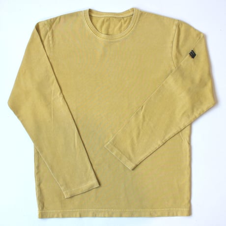 HOFI-023R-SW オーガニック超長綿 タック襟長袖Ｔシャツ ストーンウォッシュ加工：イエロ－