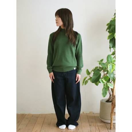 【亜麻色雑貨店】 AZ-02-008 ウールラグランハイネックセーター：Green 【レディース】