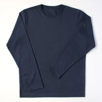 【筒井繊維研究所】 HOFI-023RT オーガニック超長綿 タック襟長袖Ｔシャツ：撚り杢インディゴ