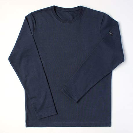 【筒井繊維研究所】 HOFI-023RT オーガニック超長綿 タック襟長袖Ｔシャツ：撚り杢インディゴ
