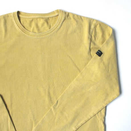 HOFI-023R-SW オーガニック超長綿 タック襟長袖Ｔシャツ ストーンウォッシュ加工：イエロ－