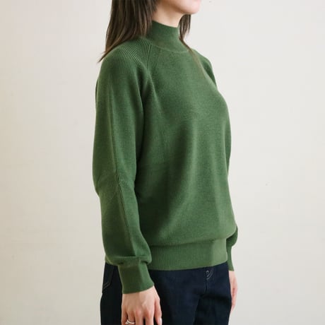 【亜麻色雑貨店】 AZ-02-008 ウールラグランハイネックセーター：Green 【レディース】