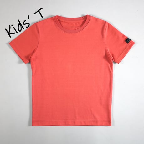 HOFI-021R-Kids' オーガニック超長綿 タック襟キッズＴ：サーモンピンク