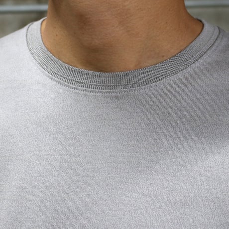 【筒井繊維研究所】 HOFI-023RT オーガニック超長綿 タック襟長袖Ｔシャツ：撚り杢アッシュ