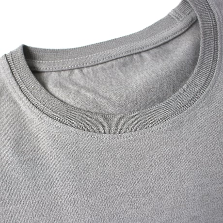 【筒井繊維研究所】 HOFI-023RT オーガニック超長綿 タック襟長袖Ｔシャツ：撚り杢アッシュ
