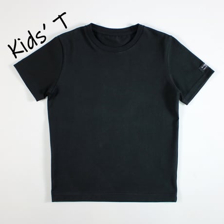 HOFI-021R-Kids' オーガニック超長綿 タック襟キッズＴ：ブラック