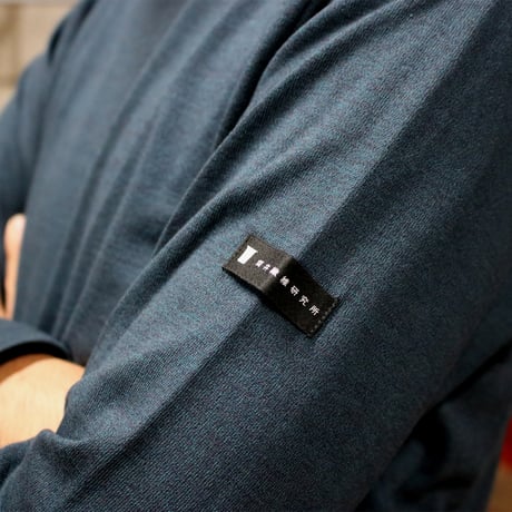 【筒井繊維研究所】 HOFI-023RT オーガニック超長綿 タック襟長袖Ｔシャツ：撚り杢ジェイド