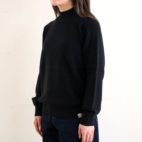【亜麻色雑貨店】 AZ-02-008 ウールラグランハイネックセーター：Black 【レディース】