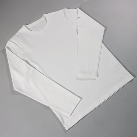 【筒井繊維研究所】 HOFI-023RT オーガニック超長綿 タック襟長袖Ｔシャツ：ホワイト