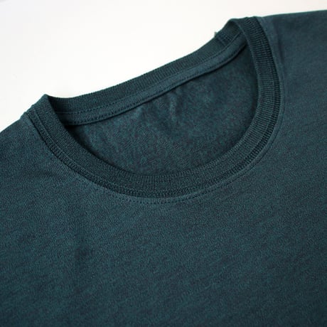【筒井繊維研究所】 HOFI-023RT オーガニック超長綿 タック襟長袖Ｔシャツ：撚り杢ジェイド