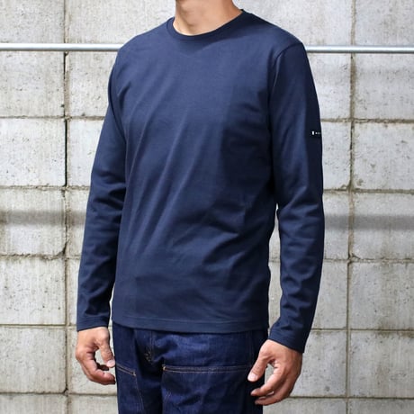 【筒井繊維研究所】 HOFI-023RT オーガニック超長綿 タック襟長袖Ｔシャツ：撚り杢インディゴ