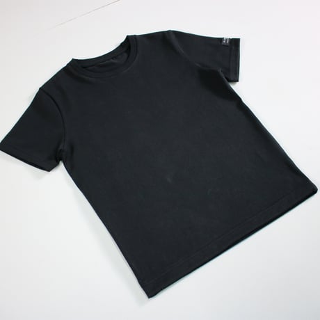 HOFI-021R-Kids' オーガニック超長綿 タック襟キッズＴ：ブラック
